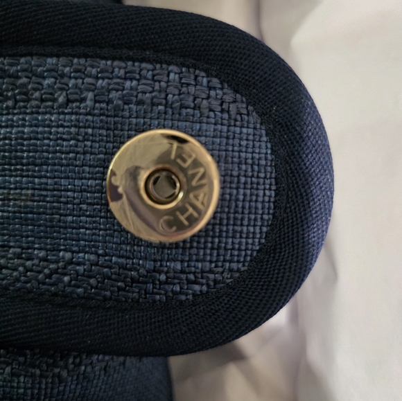 Chanel Mixed Fibers Striped Small Deauville Tote Navy Blue - Picture 11 of 16